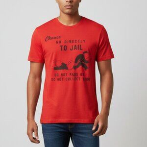 Monopoly Chance Go Directly to Jail Red Shirt By Hasbro Size M